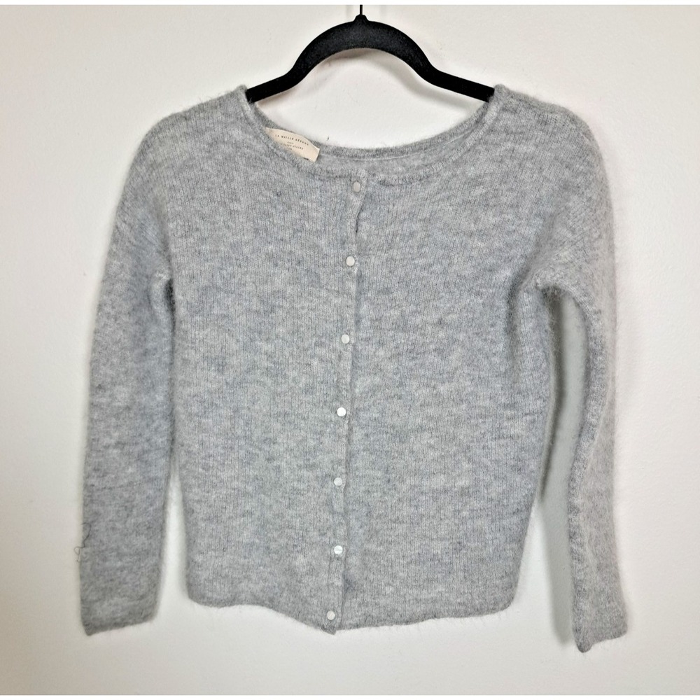 Sézane Sweater Cardigan X-Small Gray Mohair Alpaca Pearl Buttons - Picture 3 of 8